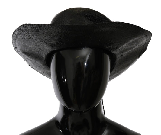 Costume National Black Wide Brim Cowboy Solid Hat $146.00 Costume National Luzworld