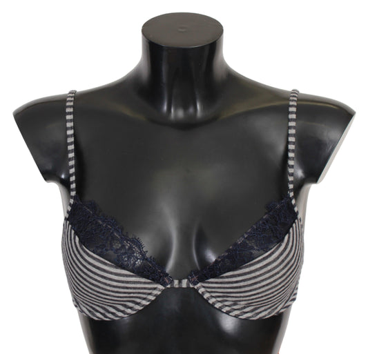 Ermanno Scervino Blue Stripes Lace Reggiseno Bra Underwear $254.00 Ermanno Scervino Luzworld