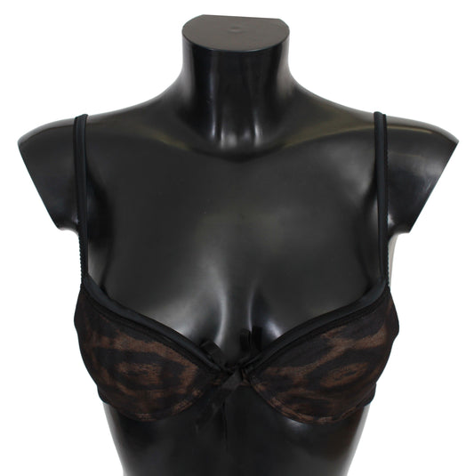 Roberto Cavalli Black Leopard Nylon Push Up Bra Underwear $488.00 Roberto Cavalli Luzworld
