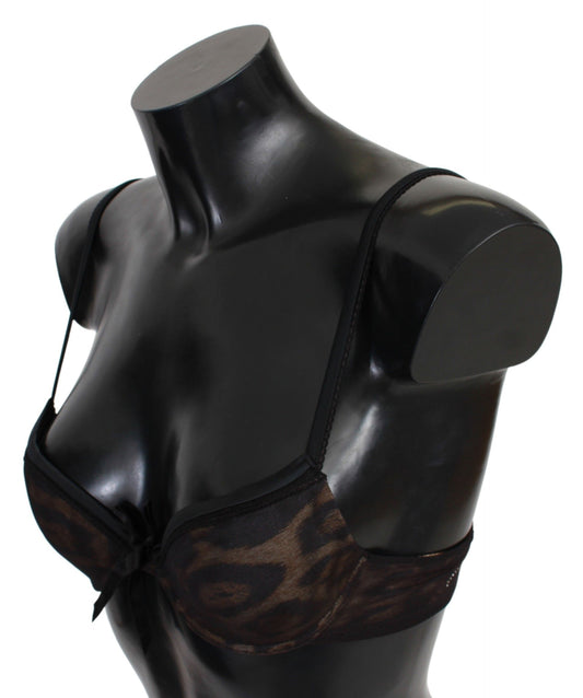 Roberto Cavalli Black Leopard Nylon Push Up Bra Underwear $488.00 Roberto Cavalli Luzworld