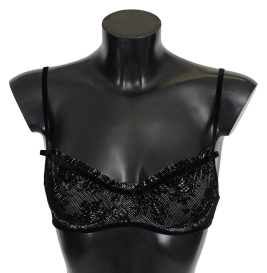 Ermanno Scervino Black Mesh Balconcino Bra Nylon Underwear $205.00 Ermanno Scervino Luzworld