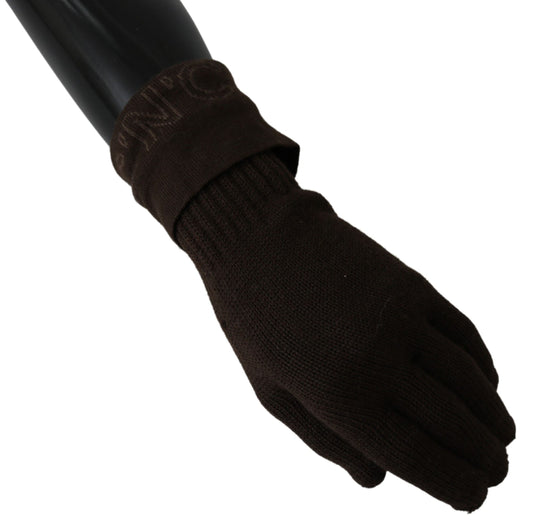 Costume National Brown Wool Knitted One Size Wrist Length Gloves $164.00 Costume National Luzworld