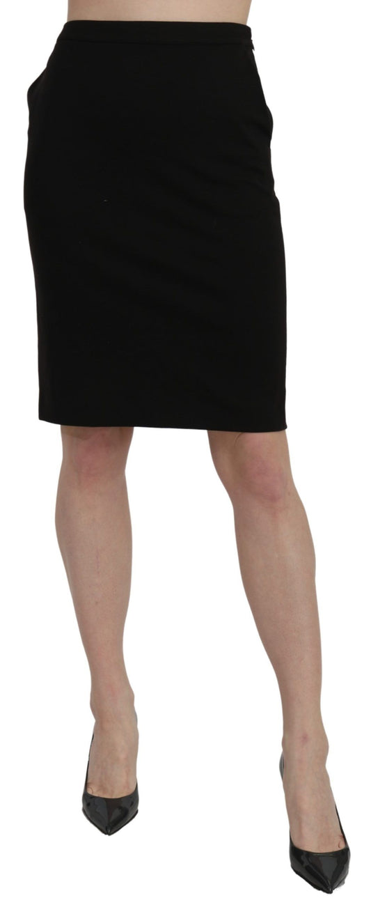 GF Ferre Black High Waist Pencil Cut Knee Length Formal Skirt $638.00 GF Ferre Luzworld