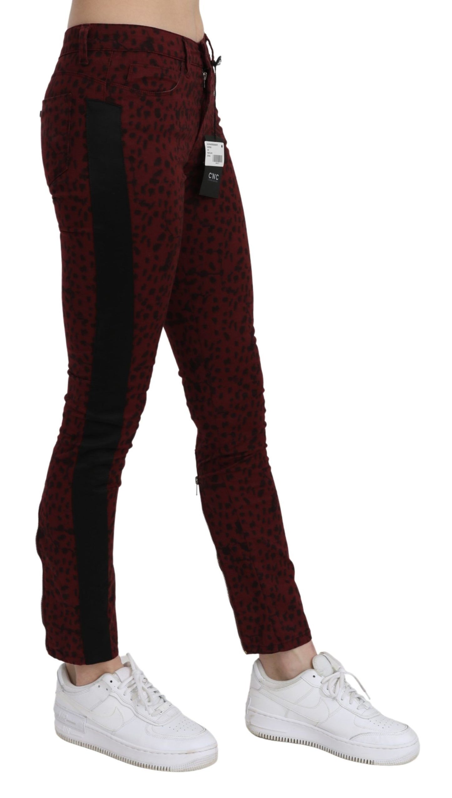 Costume National Dark Red Mid Waist Slim Fit Cotton Jeans $502.00 Costume National Luzworld