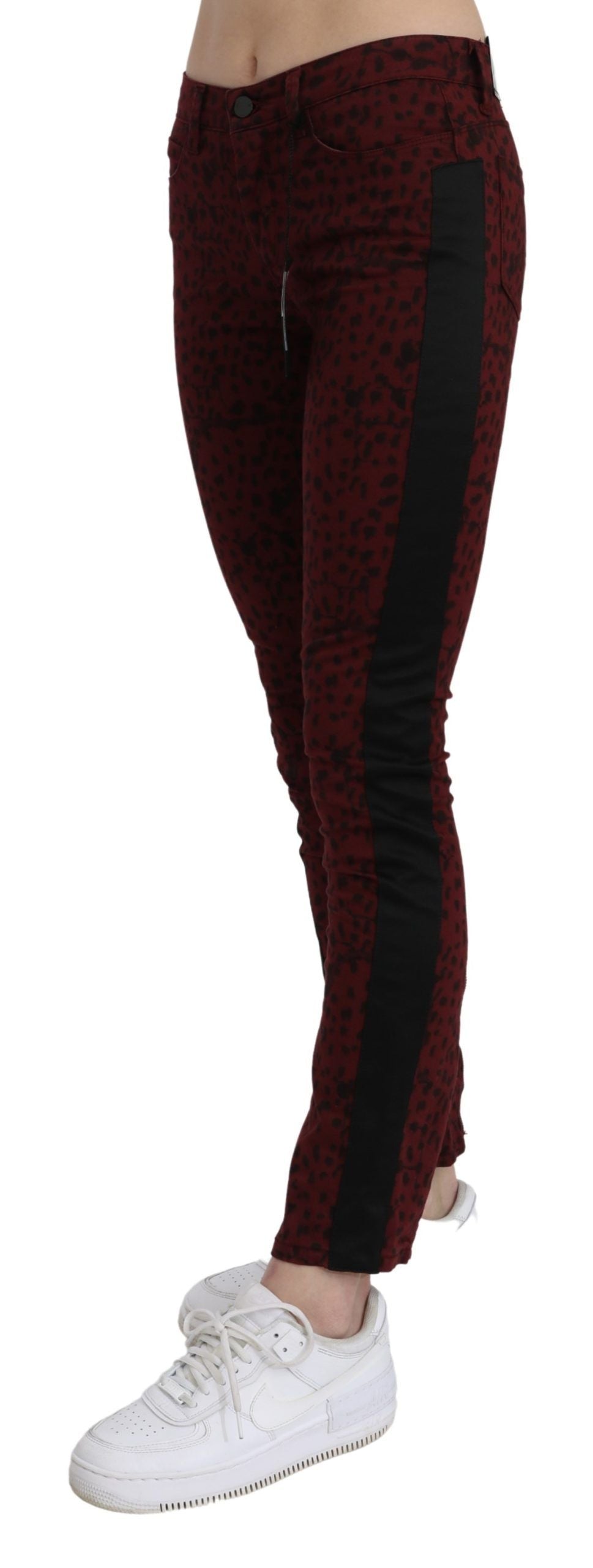 Costume National Dark Red Mid Waist Slim Fit Cotton Jeans $502.00 Costume National Luzworld