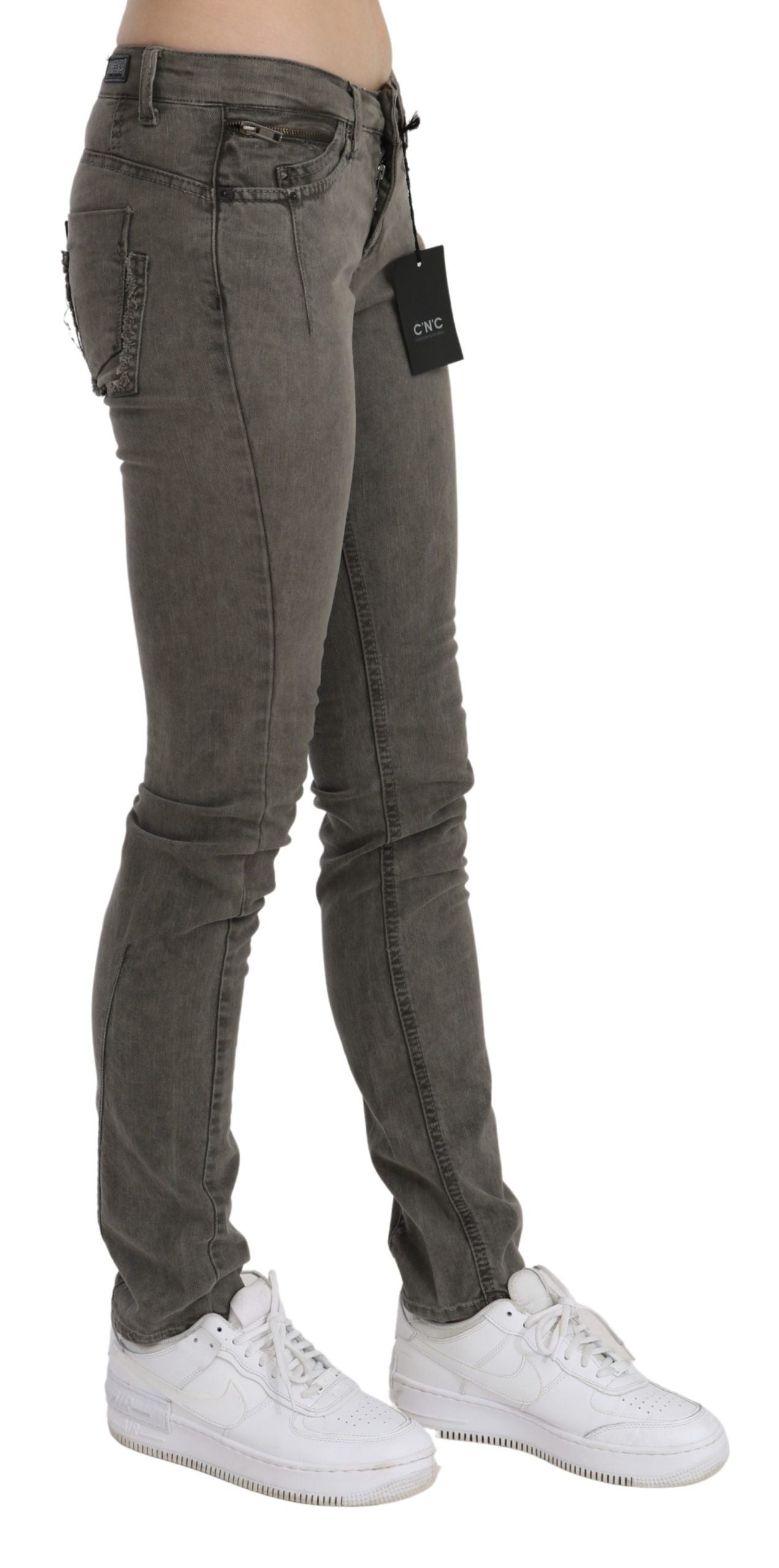 Costume National Gray Low Waist Skinny Denim Cotton Jeans $656.00 Costume National Luzworld