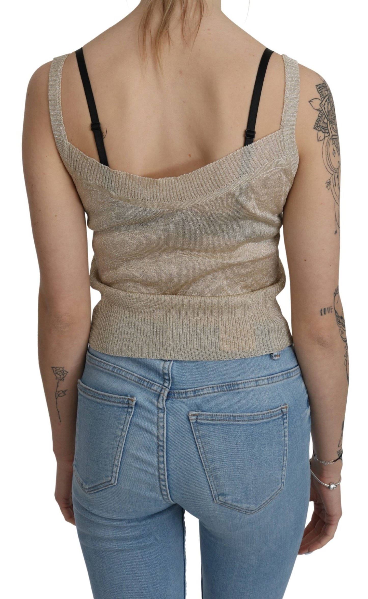 BYBLOS Beige Sleeveless Spaghetti Strap Tank See Through Top $246.00 BYBLOS Luzworld