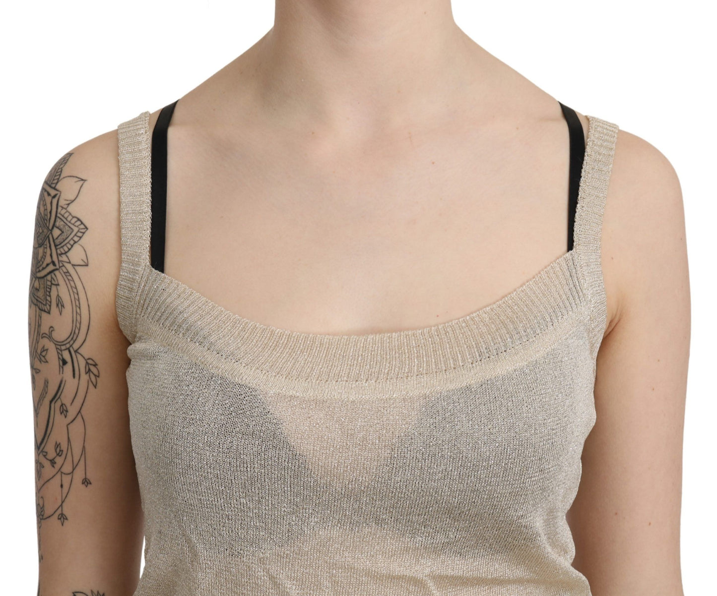 BYBLOS Beige Sleeveless Spaghetti Strap Tank See Through Top $246.00 BYBLOS Luzworld