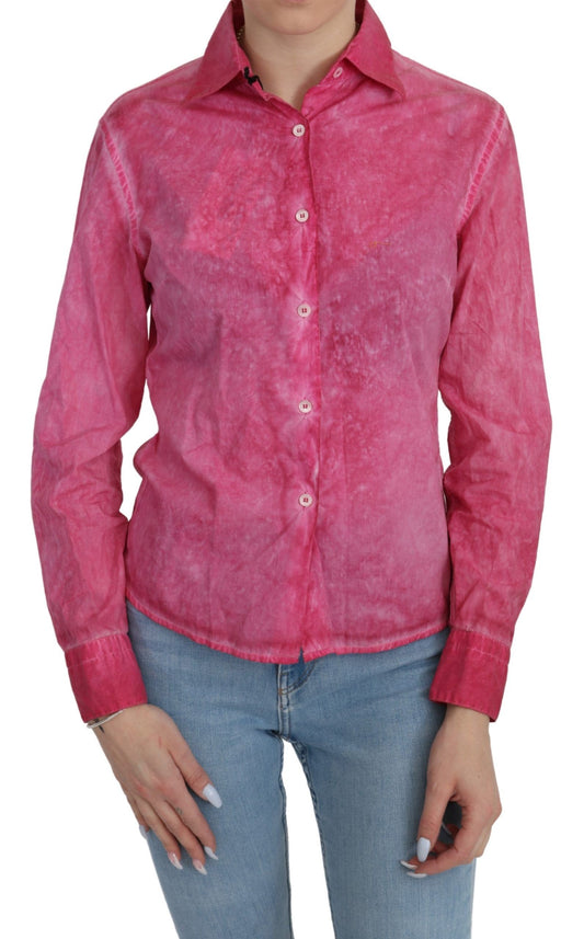 Ermanno Scervino Pink Collared Long Sleeve Shirt Blouse Top $656.00 Ermanno Scervino Luzworld
