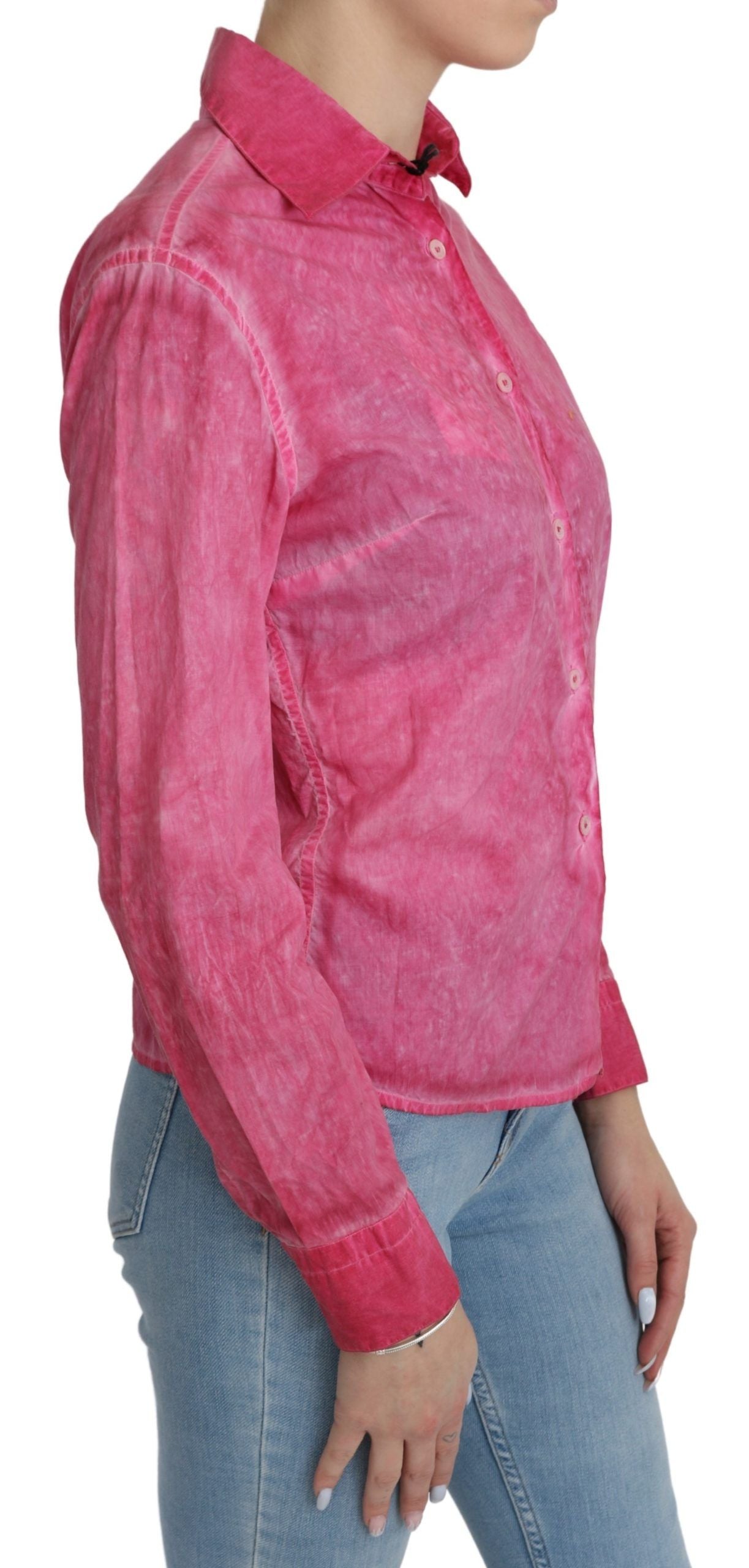 Ermanno Scervino Pink Collared Long Sleeve Shirt Blouse Top $656.00 Ermanno Scervino Luzworld