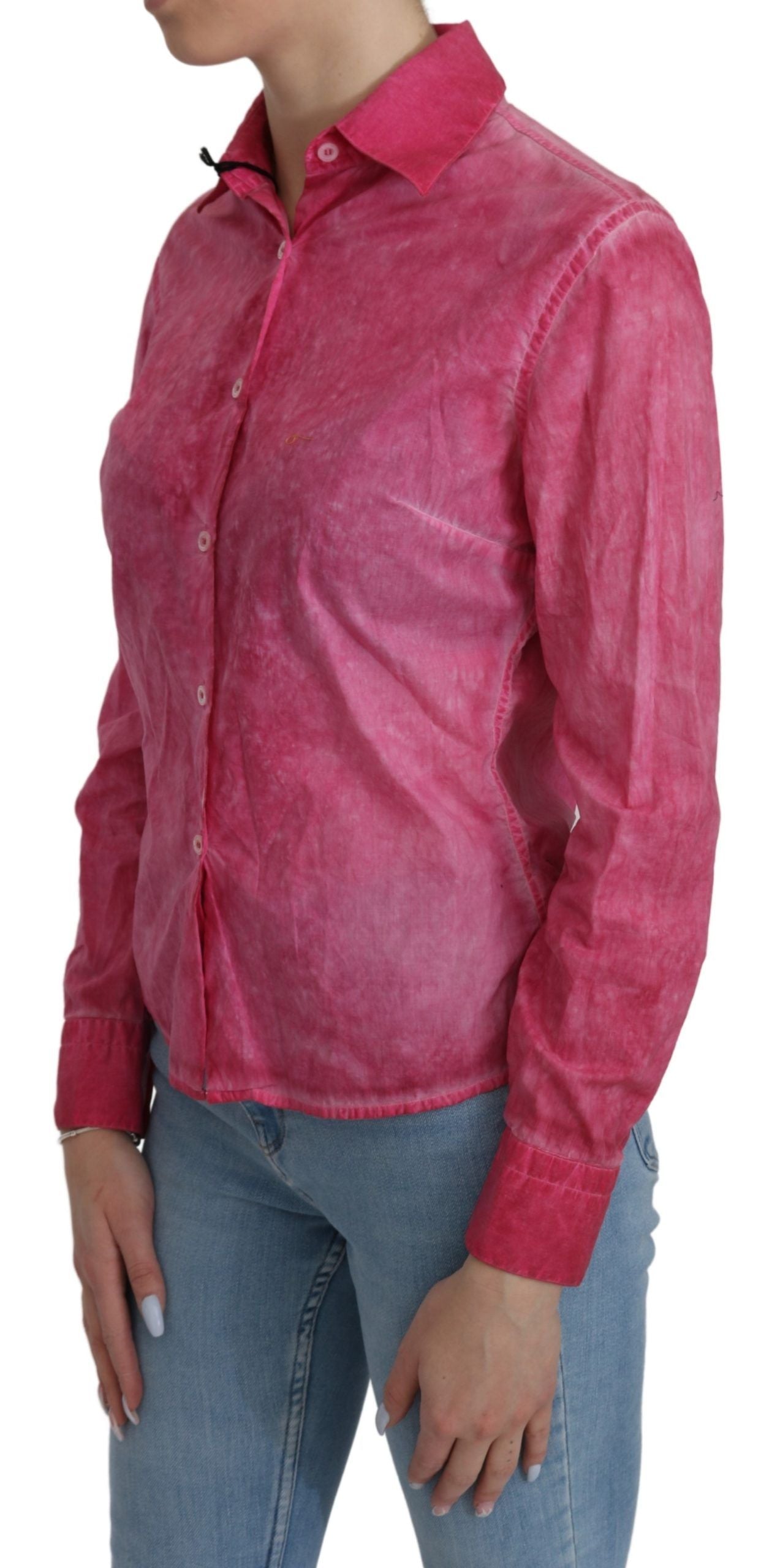 Ermanno Scervino Pink Collared Long Sleeve Shirt Blouse Top $656.00 Ermanno Scervino Luzworld