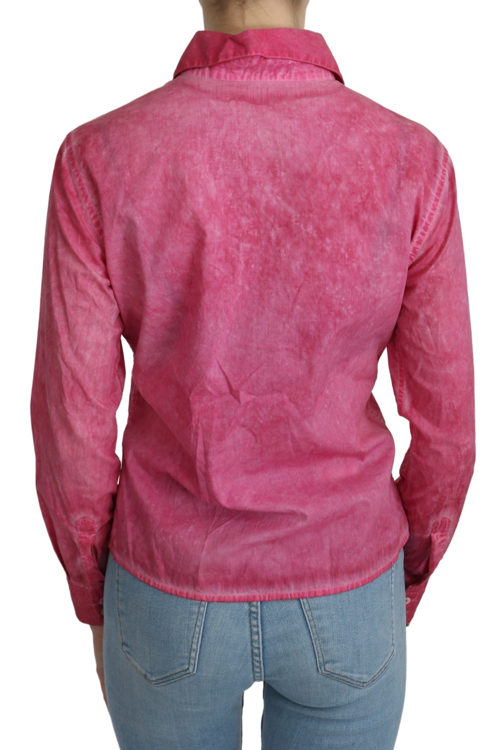 Ermanno Scervino Pink Collared Long Sleeve Shirt Blouse Top $656.00 Ermanno Scervino Luzworld