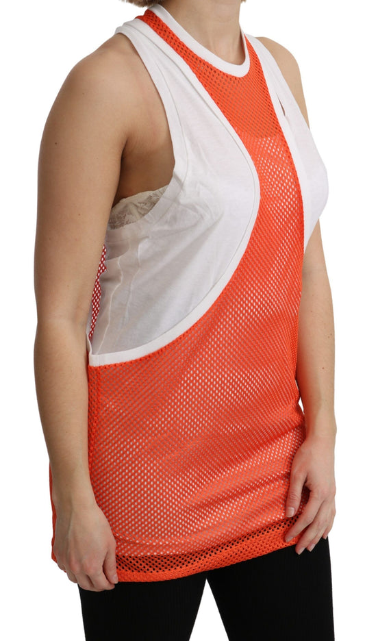 Dsquared² Orange White Crewneck Sleeveless Tank T-shirt Dress Top $798.00 Dsquared² Luzworld