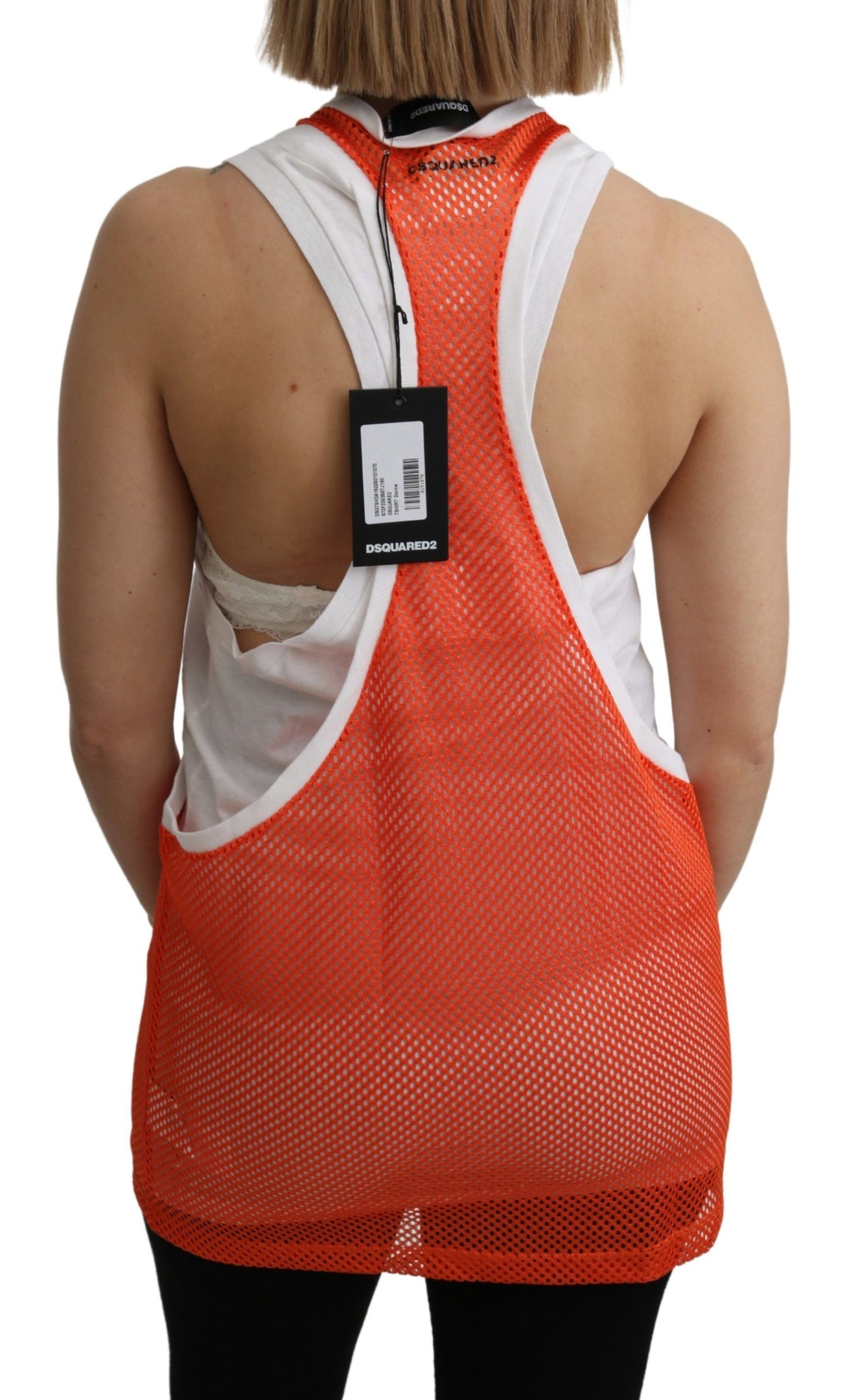 Dsquared² Orange White Crewneck Sleeveless Tank T-shirt Dress Top $798.00 Dsquared² Luzworld