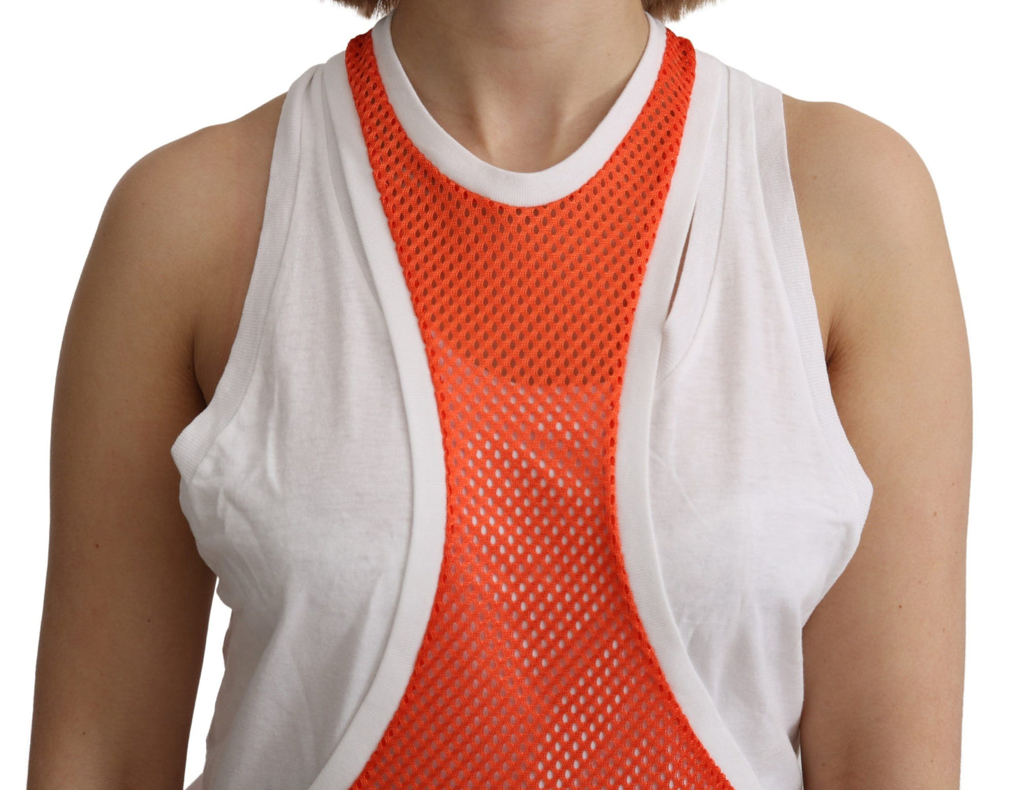 Dsquared² Orange White Crewneck Sleeveless Tank T-shirt Dress Top $798.00 Dsquared² Luzworld