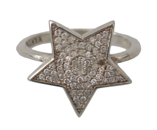 Nialaya Silver Womens Clear CZ Star 925 Ring $205.00 Nialaya Luzworld