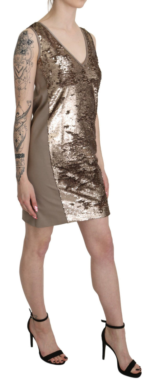 Liu Jo Brown Sequined V-neck Sleeveless Sheath Mini Dress $760.00 Liu Jo Luzworld