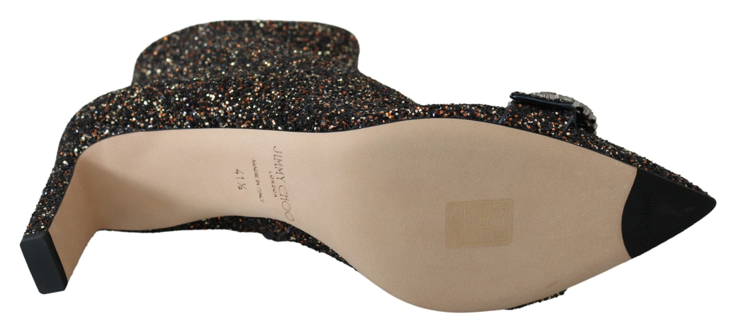 Jimmy Choo Amethyst Mix Hanover Heeled Glitter Boots $1812.00 Jimmy Choo Luzworld
