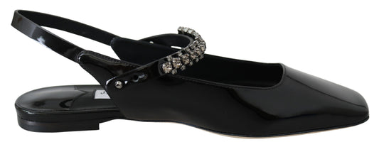 Jimmy Choo Elegant Black Patent Flats with Crystal Accent $1782.00 Jimmy Choo Luzworld