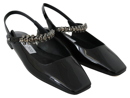 Jimmy Choo Elegant Black Patent Flats with Crystal Accent $1782.00 Jimmy Choo Luzworld