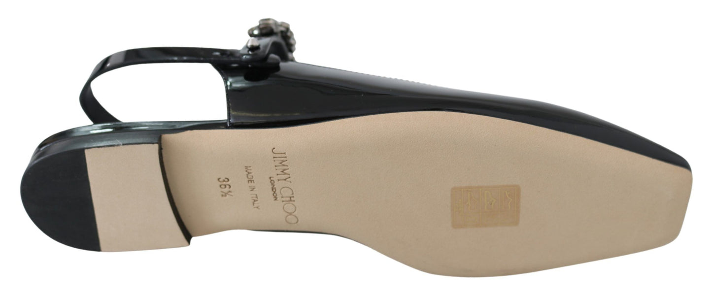 Jimmy Choo Elegant Black Patent Flats with Crystal Accent $1782.00 Jimmy Choo Luzworld