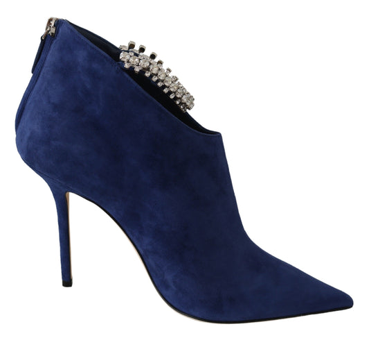 Jimmy Choo Pop Blue Crystal-Strap Heeled Boots $2205.00 Jimmy Choo Luzworld
