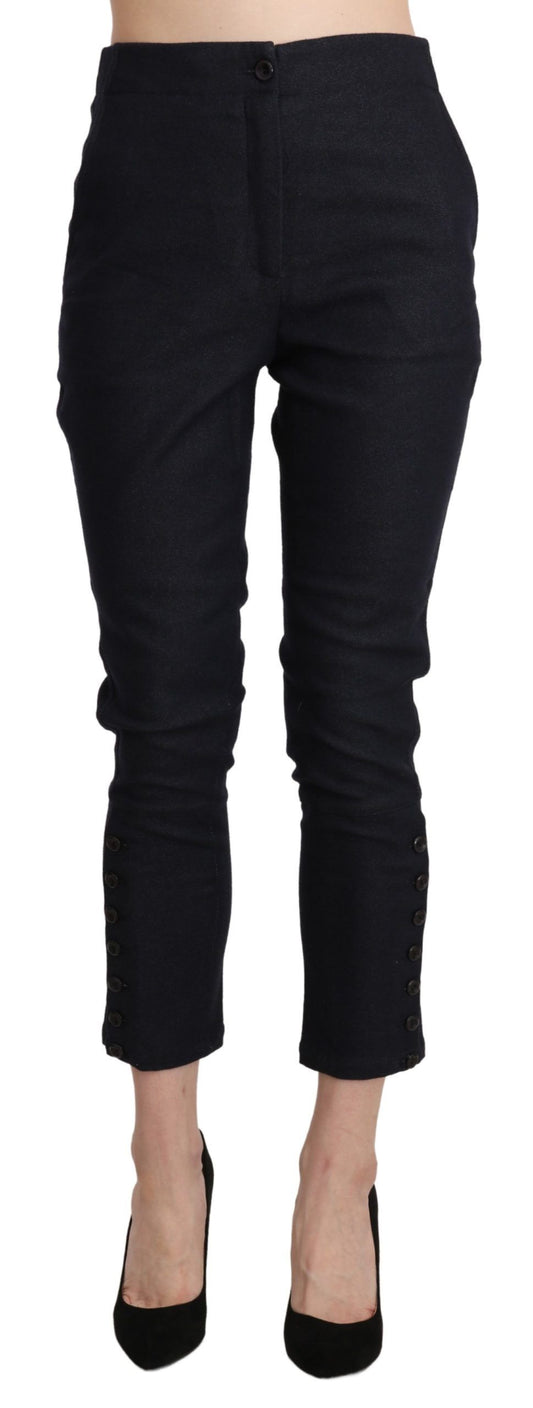 Ermanno Scervino Black High Waist Capri Cropped Cotton Pants $992.00 Ermanno Scervino Luzworld