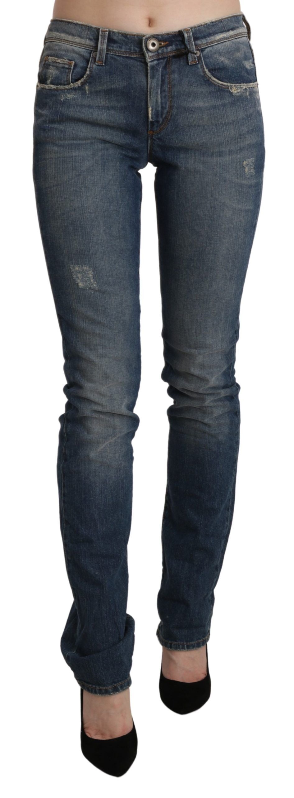 Ermanno Scervino Blue Washed Mid Waist Skinny Denim Jeans $929.00 Ermanno Scervino Luzworld