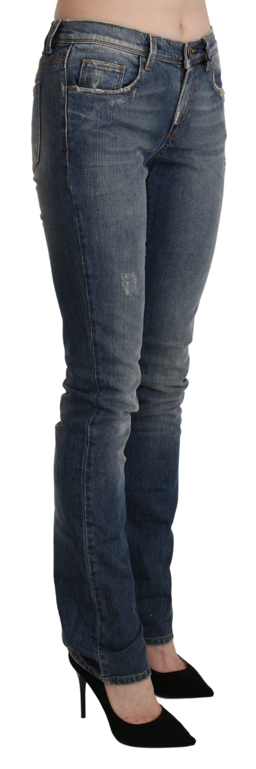 Ermanno Scervino Blue Washed Mid Waist Skinny Denim Jeans $929.00 Ermanno Scervino Luzworld
