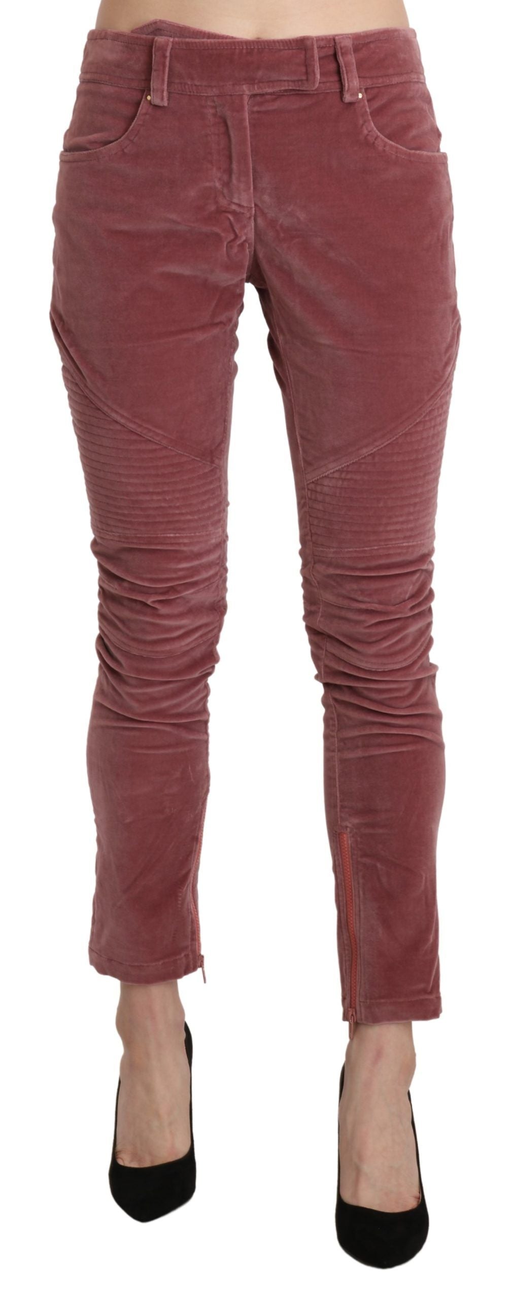 Ermanno Scervino Red Mid Waist Skinny Cotton Pants $992.00 Ermanno Scervino Luzworld