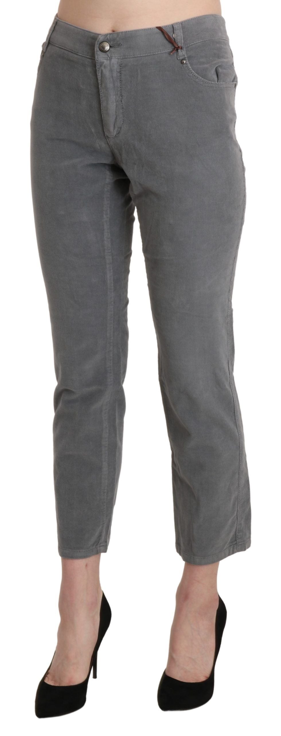 Ermanno Scervino Gray Cropped Cotton Stretch Trouser Pants $992.00 Ermanno Scervino Luzworld