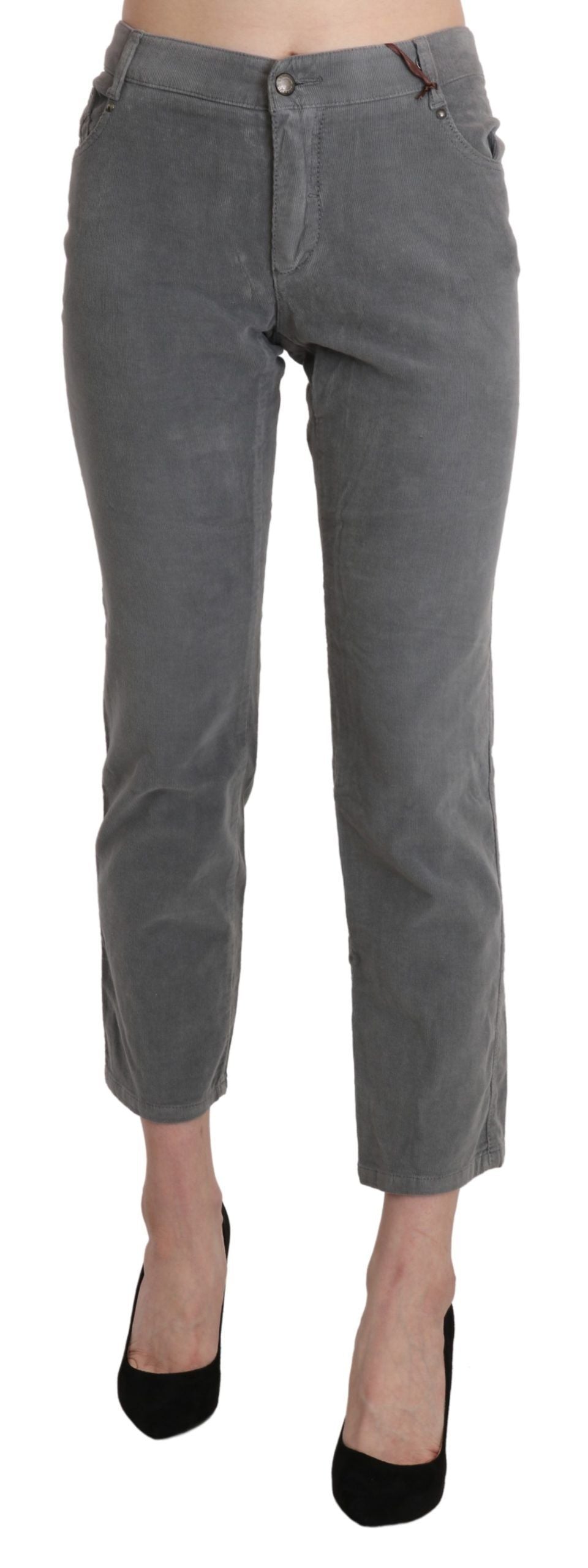 Ermanno Scervino Gray Cropped Cotton Stretch Trouser Pants $992.00 Ermanno Scervino Luzworld