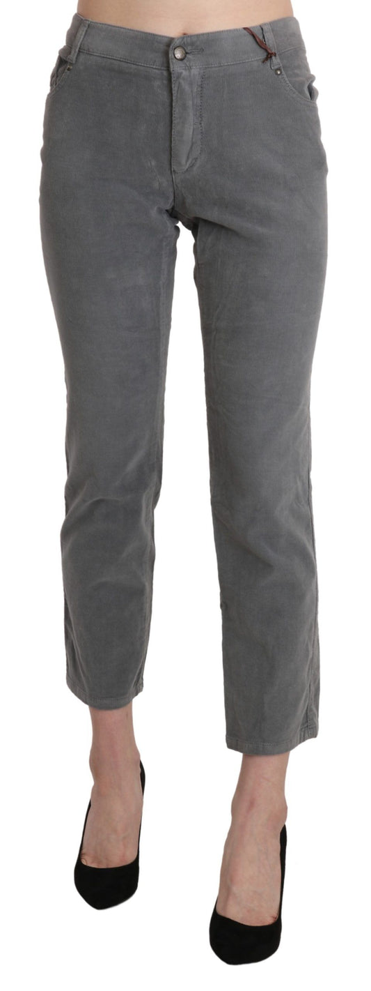 Ermanno Scervino Gray Cropped Cotton Stretch Trouser Pants $992.00 Ermanno Scervino Luzworld