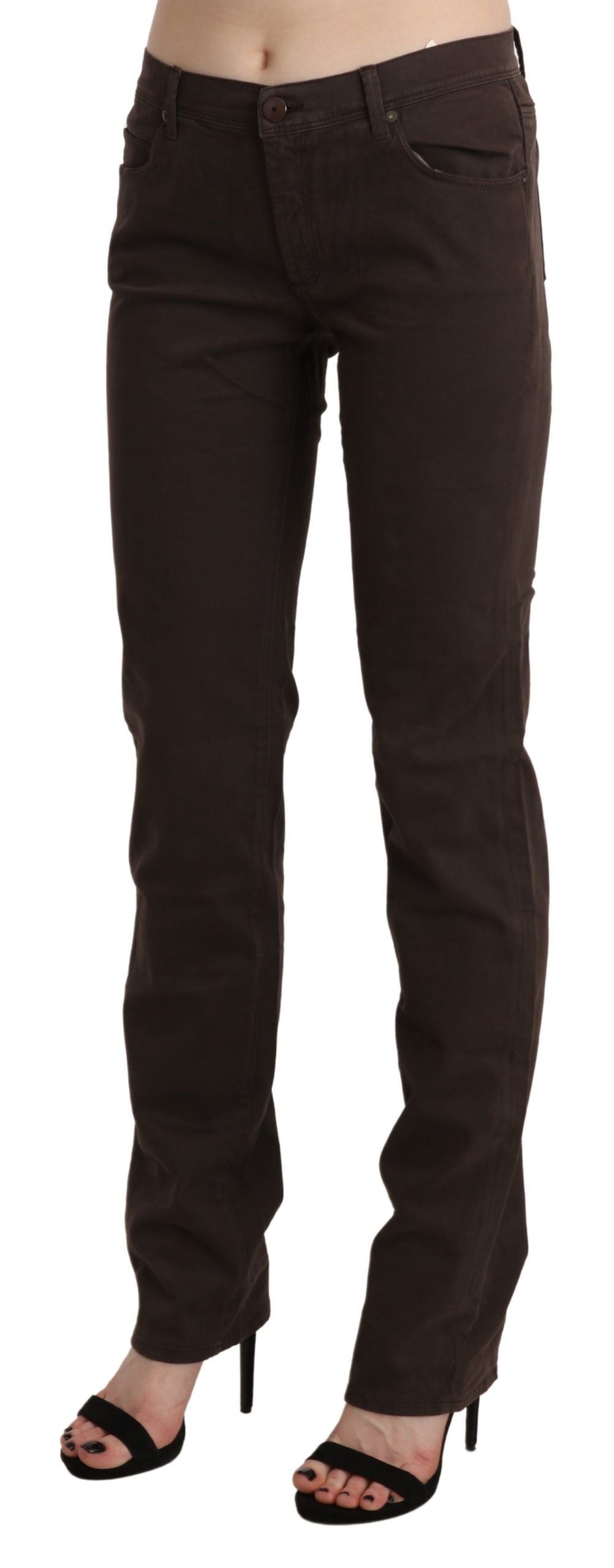 Ermanno Scervino Brown Mid Waist Skinny Slim Trouser Cotton Jeans $876.00 Ermanno Scervino Luzworld