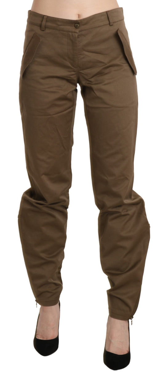 Ermanno Scervino Brown Mid Waist Straight Cotton Pants $772.00 Ermanno Scervino Luzworld