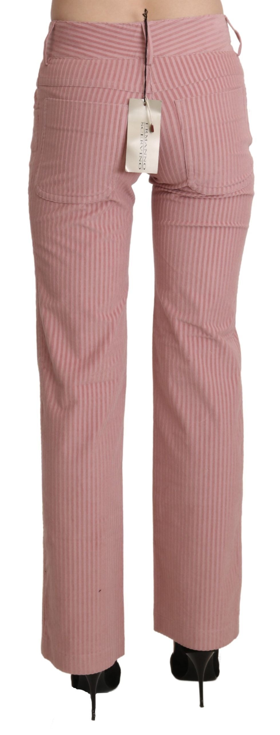Ermanno Scervino Pink Mid Waist Straight Trouser Cotton Pants $978.00 Ermanno Scervino Luzworld