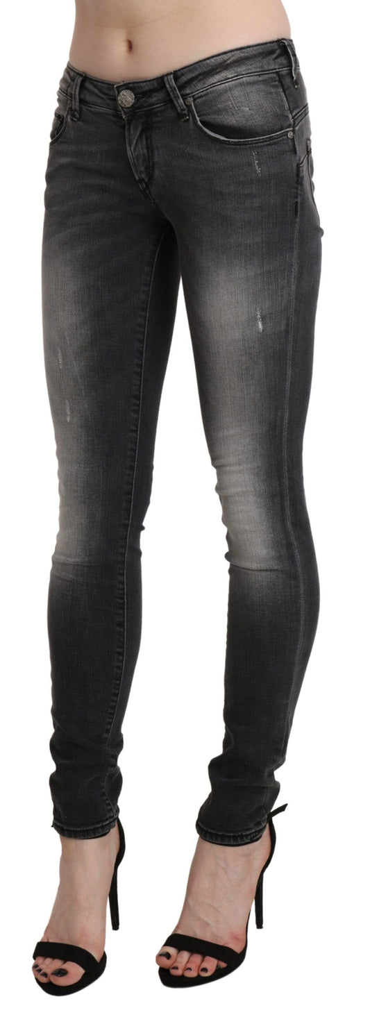 Acht Black Gray Washed Skinny Trouser Cotton Jeans $491.00 Acht Luzworld