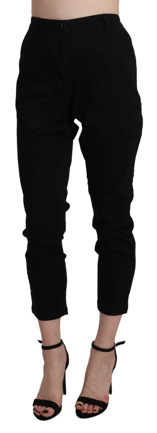 Acht Black High Waist Skinny Cropped Cotton Capri Pant $543.00 Acht Luzworld