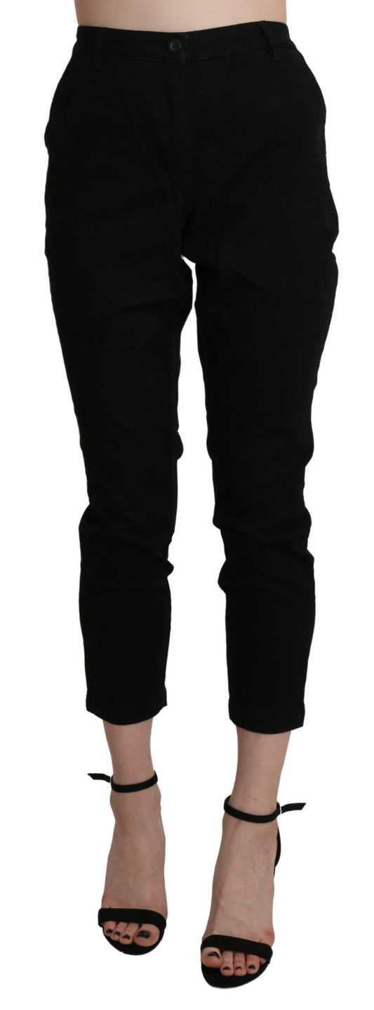 Acht Black High Waist Skinny Cropped Cotton Capri Pant $543.00 Acht Luzworld