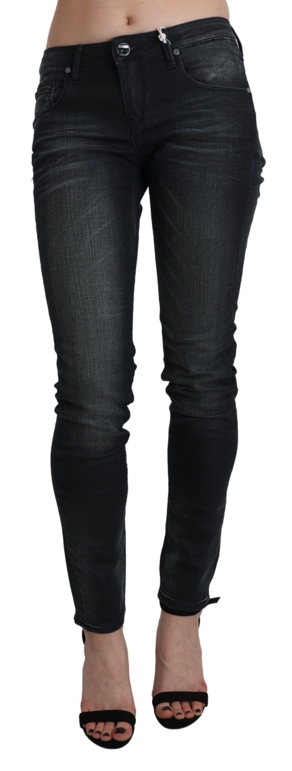 Acht Black Washed Low Waist Skinny Denim Trouser $543.00 Acht Luzworld