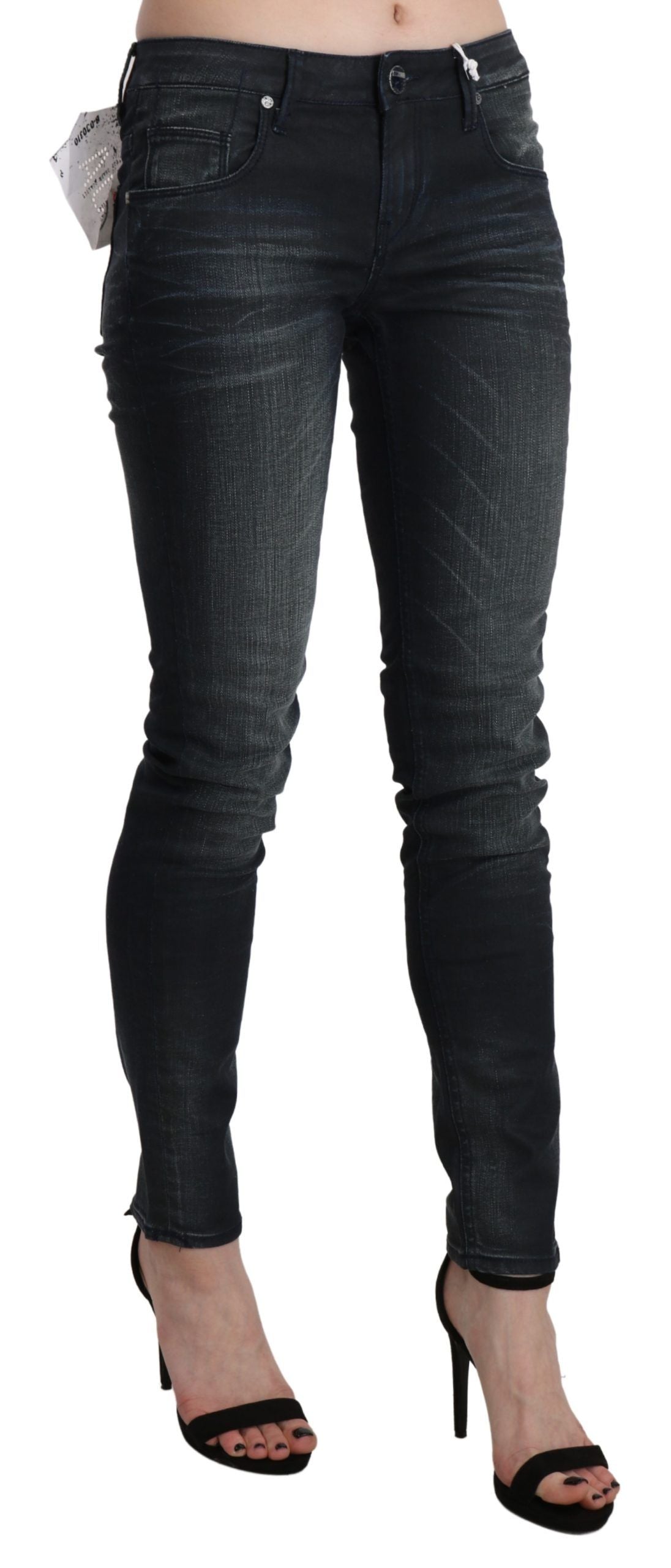 Acht Black Washed Low Waist Skinny Denim Trouser $543.00 Acht Luzworld