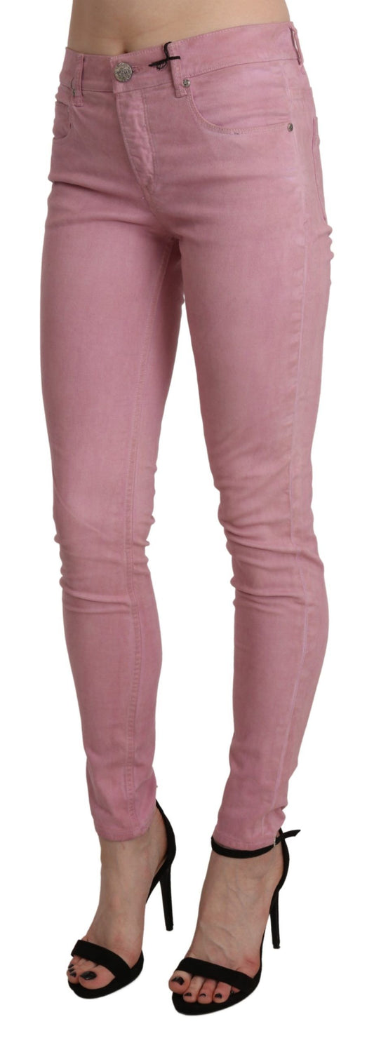 Acht Pink Mid Waist Skinny Stretch Denim Pant $491.00 Acht Luzworld