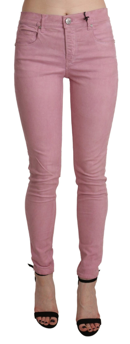 Acht Pink Mid Waist Skinny Stretch Denim Pant $491.00 Acht Luzworld