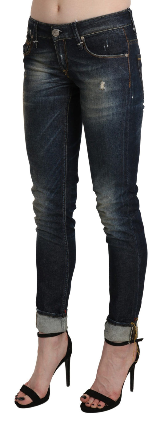 Acht Blue Washed Low Waist Skinny Cropped Denim Pant $543.00 Acht Luzworld