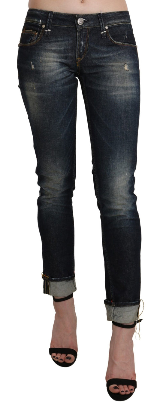 Acht Blue Washed Low Waist Skinny Cropped Denim Pant $543.00 Acht Luzworld