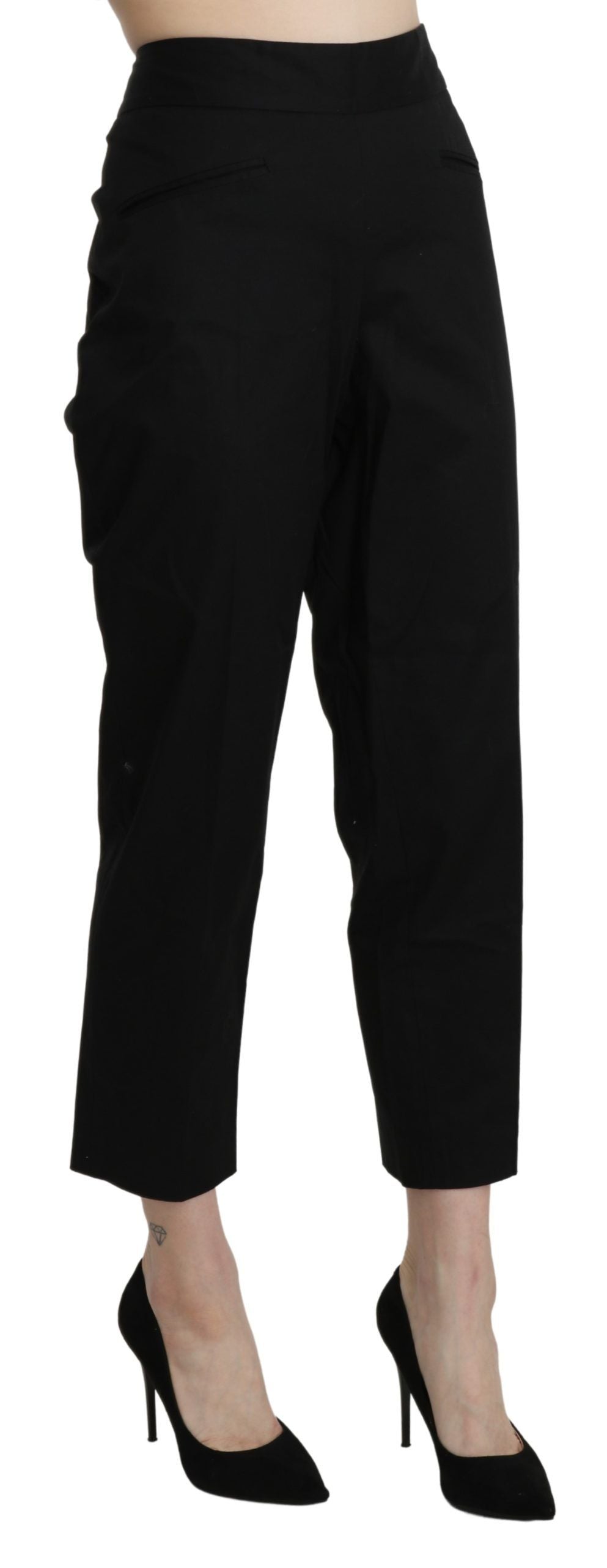 BENCIVENGA Black High Waist Straight Cropped Dress Pants $555.00 BENCIVENGA Luzworld