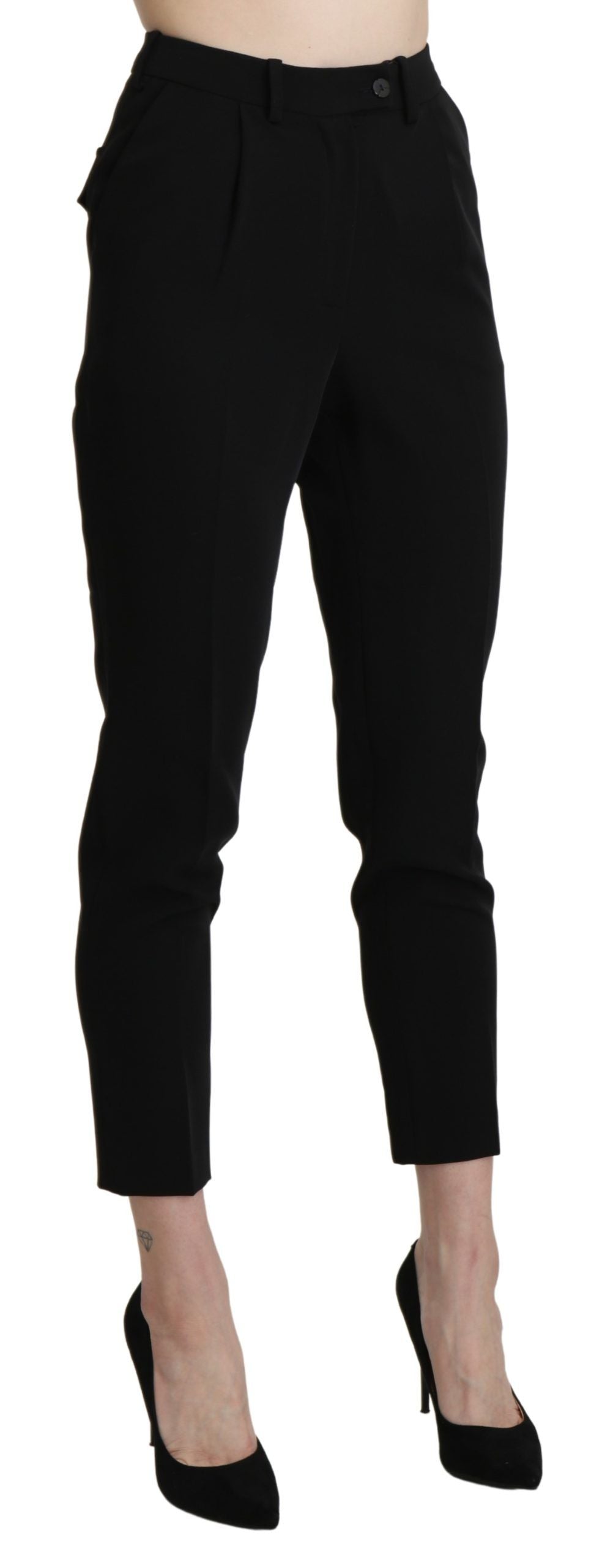 BENCIVENGA Black High Waist Skinny Cropped Dress Trouser Pant $656.00 BENCIVENGA Luzworld