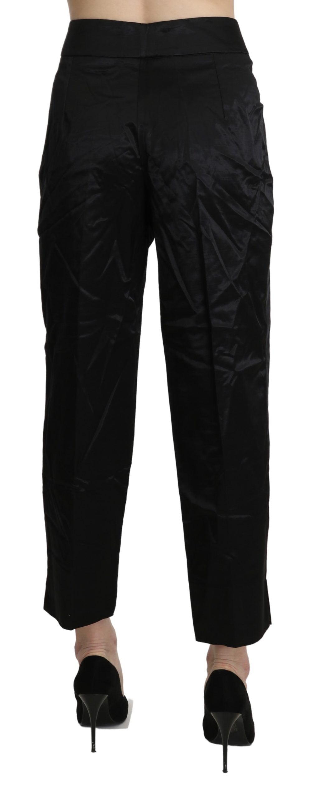 BENCIVENGA Black High Waist Straight Cropped Dress Trouser Pants $555.00 BENCIVENGA Luzworld
