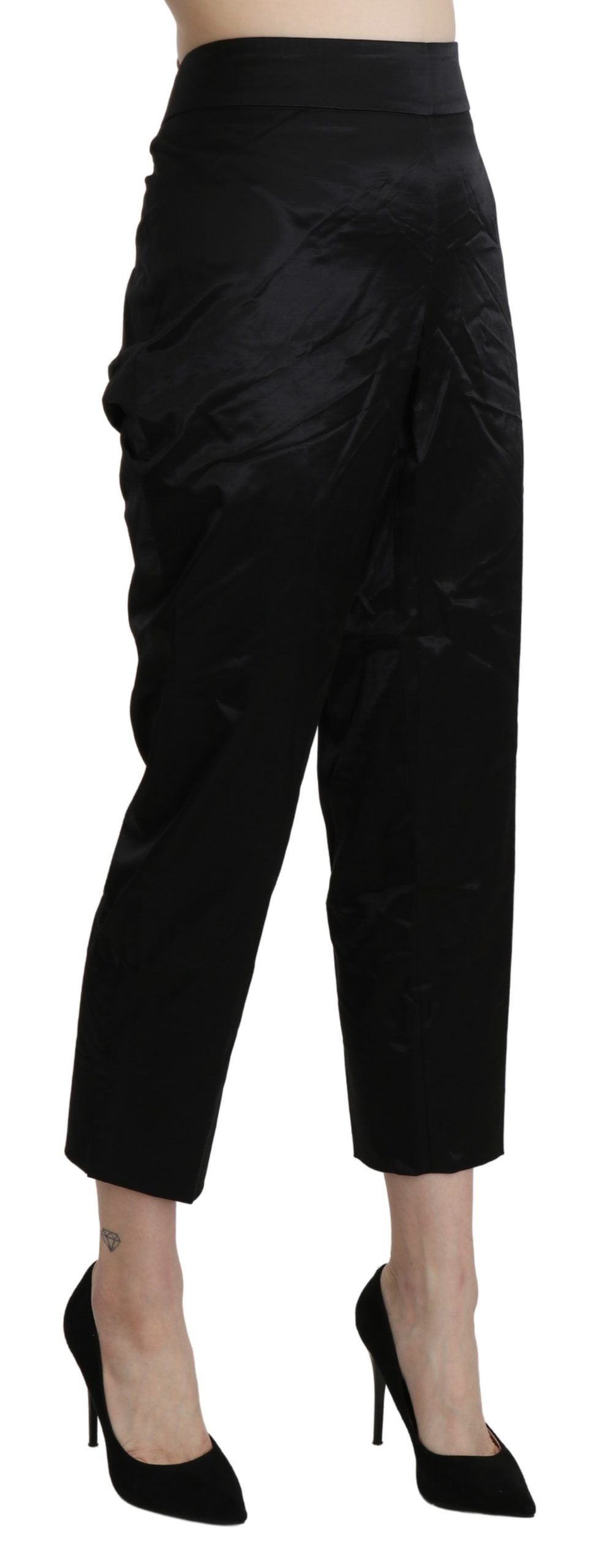 BENCIVENGA Black High Waist Straight Cropped Dress Trouser Pants $555.00 BENCIVENGA Luzworld