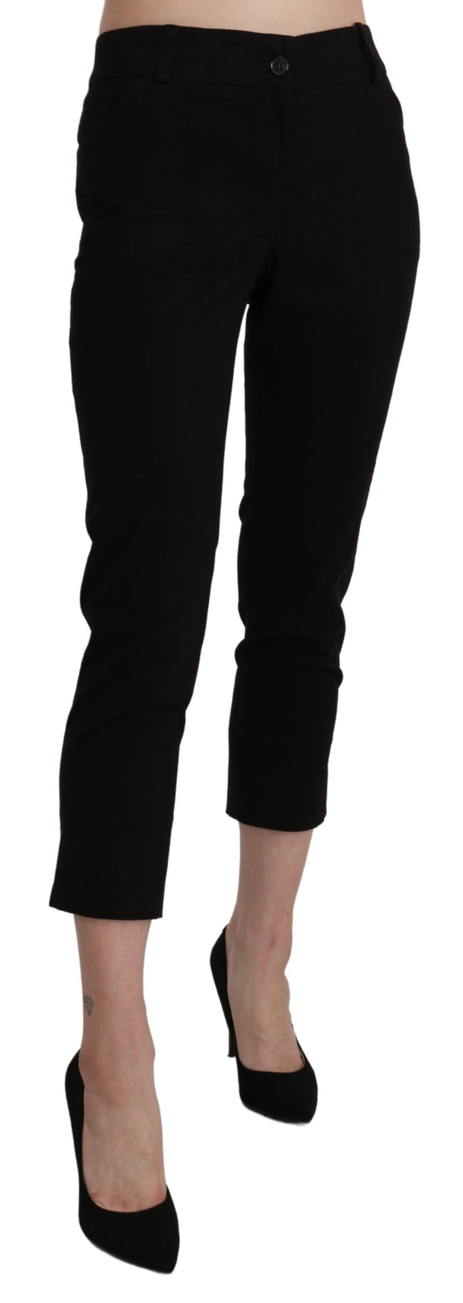 BENCIVENGA Black High Waist Skinny Cropped Dress Trouser Pants $555.00 BENCIVENGA Luzworld
